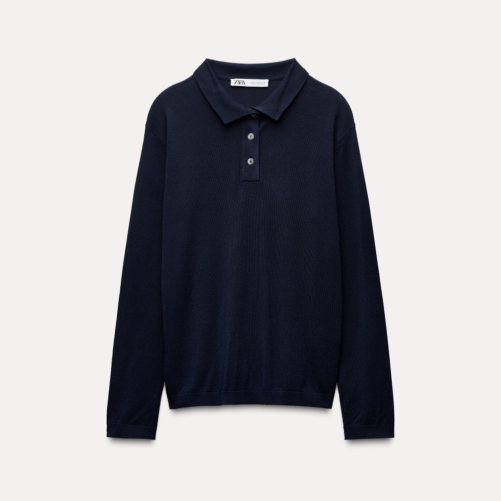 Zara navy blue long sleeve sweater #preppy